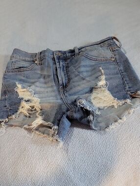 Kendall & Kylie Distressed Light Blue Denim Cutoff Shorts